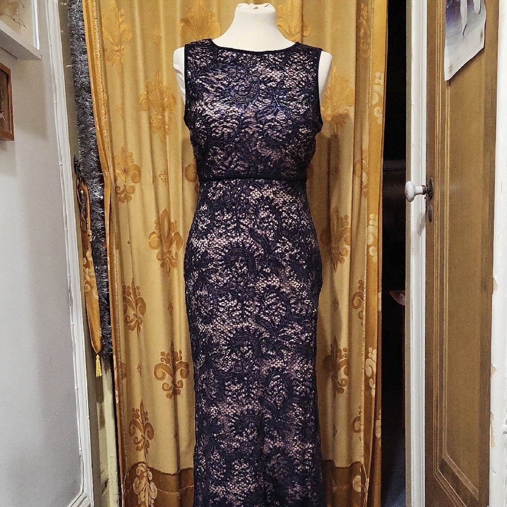 Night Way Collections Navy Lace Gown